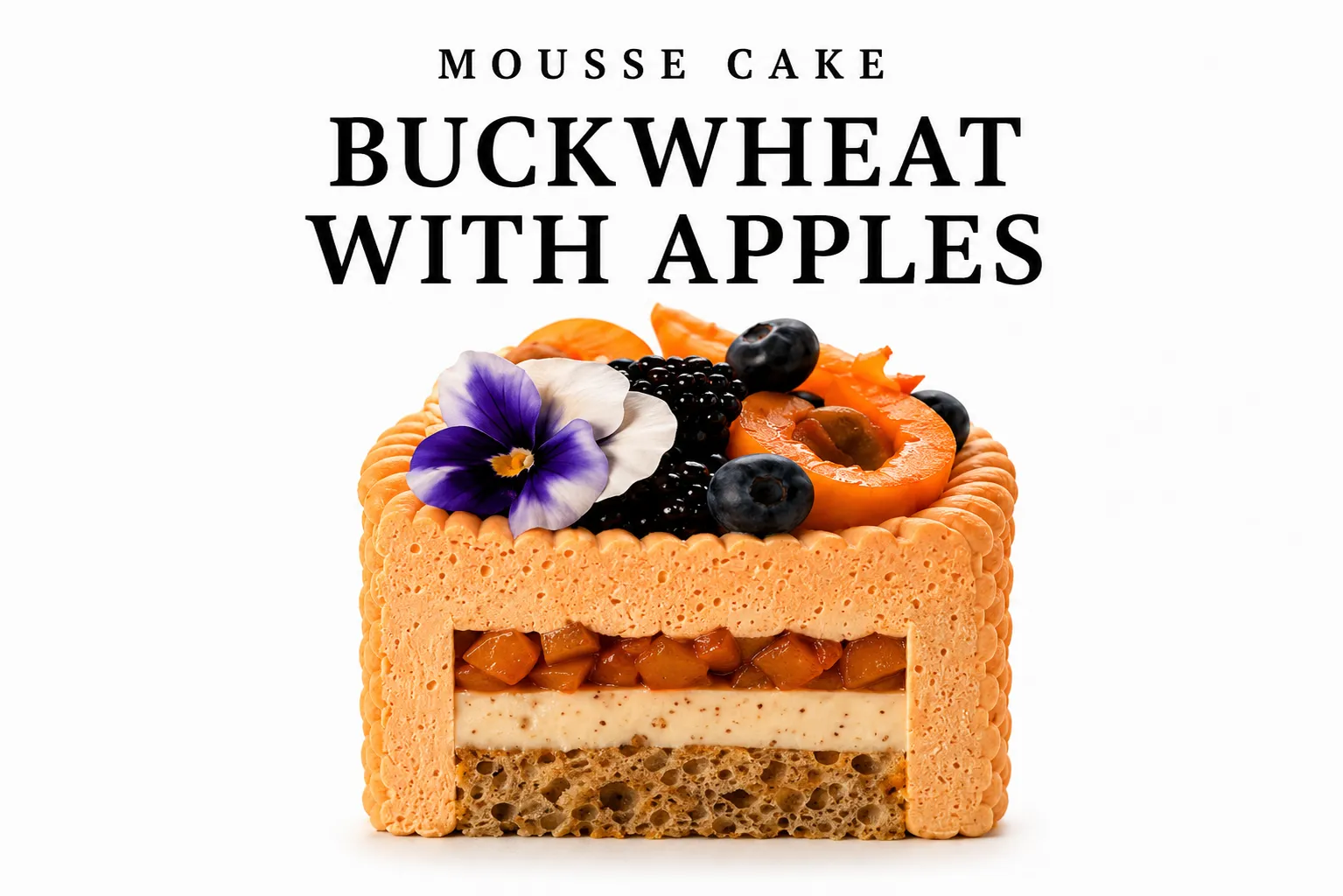 Mousse bento cake "Buckwheat with apples"